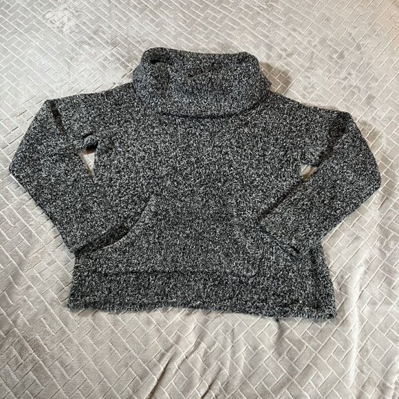 Jones New York Oversized Small Sweater Gray Soft Teddy Cowl Turtle Neck Pocket - Picture 1 of 4